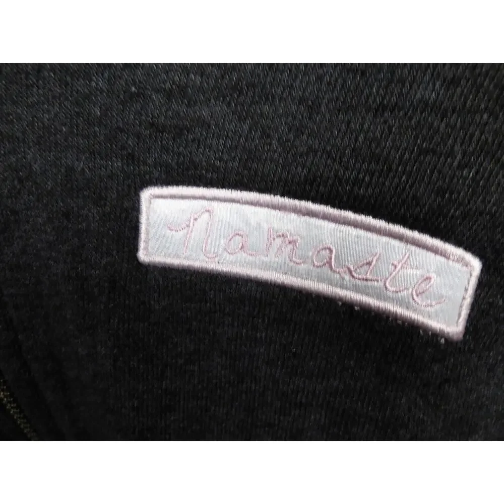 $74 Spiritual Gangster Namaste Patch Full Zip Girl's Gray Yoga Hoodie 12 NEW - Picture 2 of 8